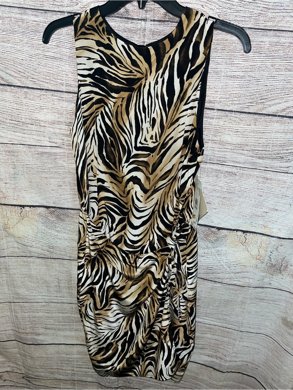 😍 Jones New York Black NWT Cream & Tan Zebra-Print Sleeveless Dress size 6